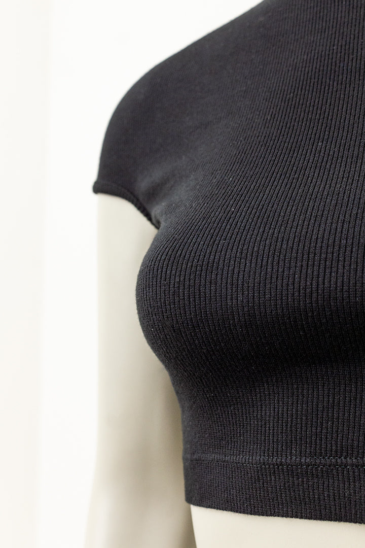 Dirk Bikkembergs zwarte croptop met rijgkoord jaren 90