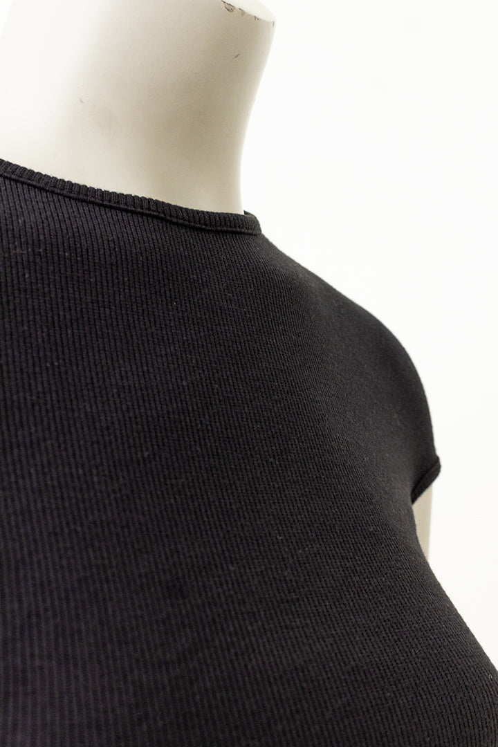 Dirk Bikkembergs zwarte croptop met rijgkoord jaren 90