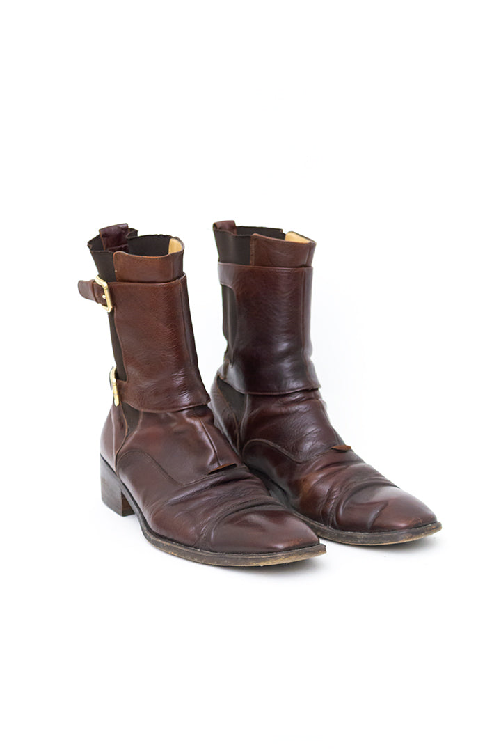 Dolce & Gabbana bruine leren heren laarzen met gespen - maat 43