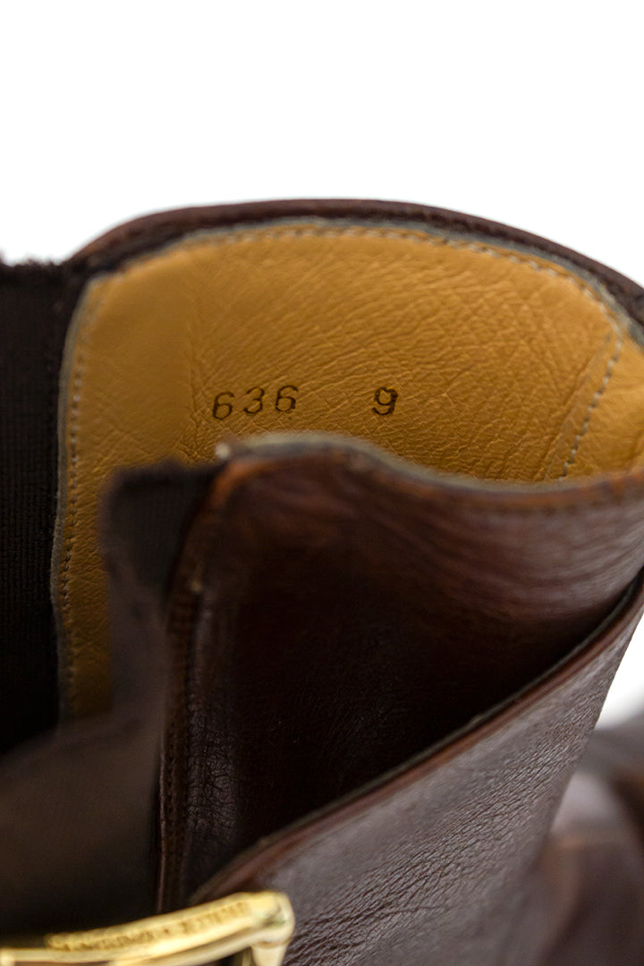 Dolce & Gabbana bruine leren heren laarzen met gespen - maat 43
