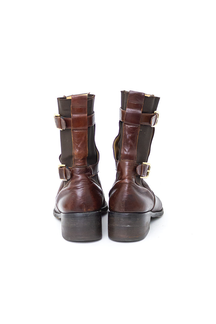 Dolce & Gabbana bruine leren heren laarzen met gespen - maat 43