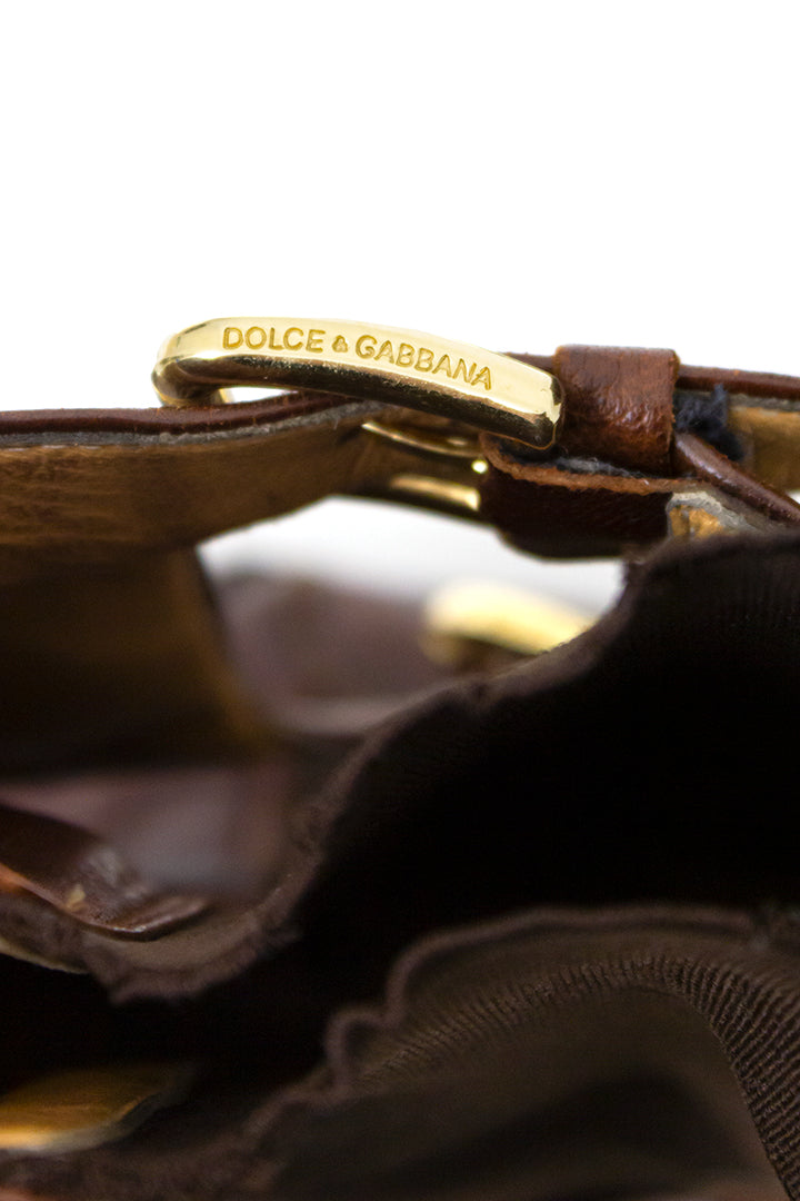 Dolce & Gabbana bruine leren heren laarzen met gespen - maat 43