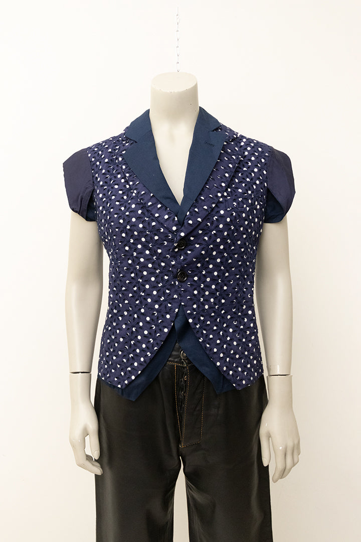Donkerblauw gilet/blouse met witte stippen Comme des Garçons AD2009