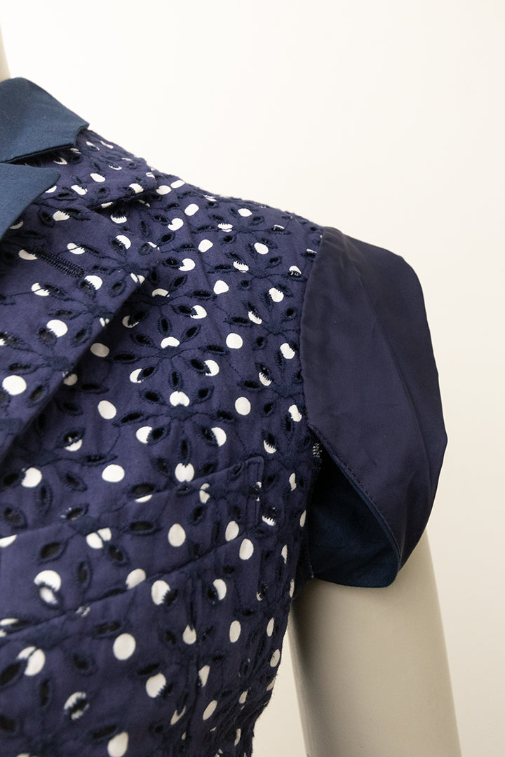 Donkerblauw gilet/blouse met witte stippen Comme des Garçons AD2009