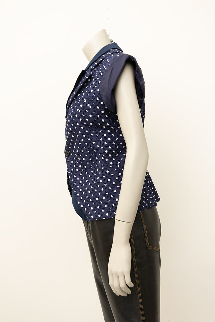 Donkerblauw gilet/blouse met witte stippen Comme des Garçons AD2009