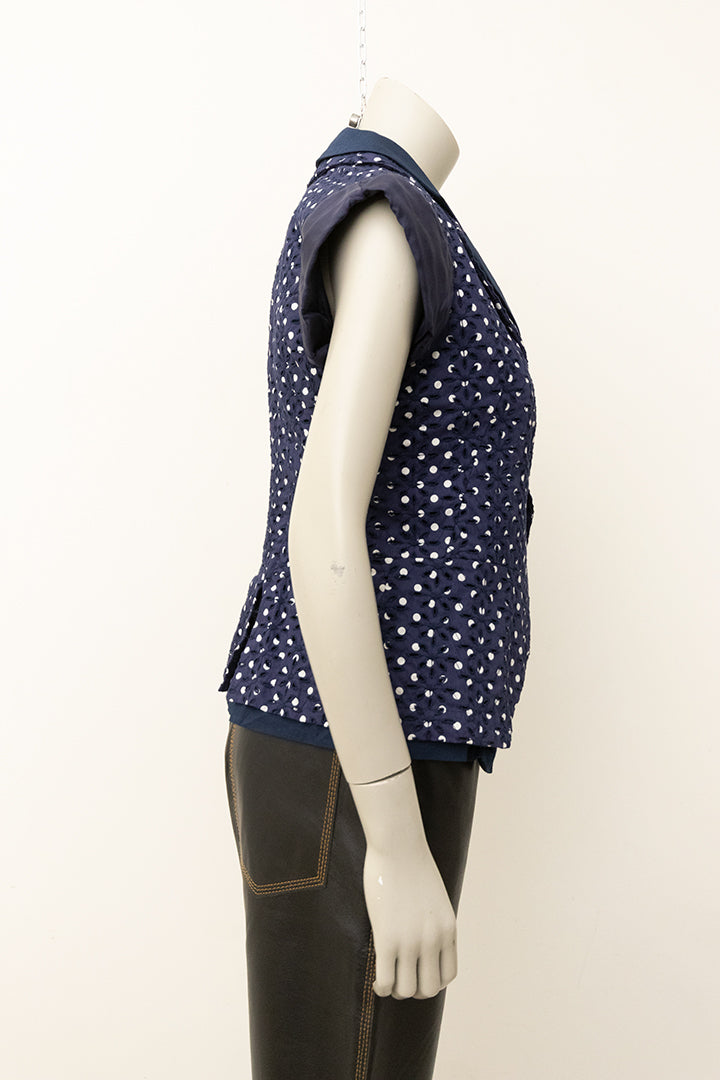 Donkerblauw gilet/blouse met witte stippen Comme des Garçons AD2009