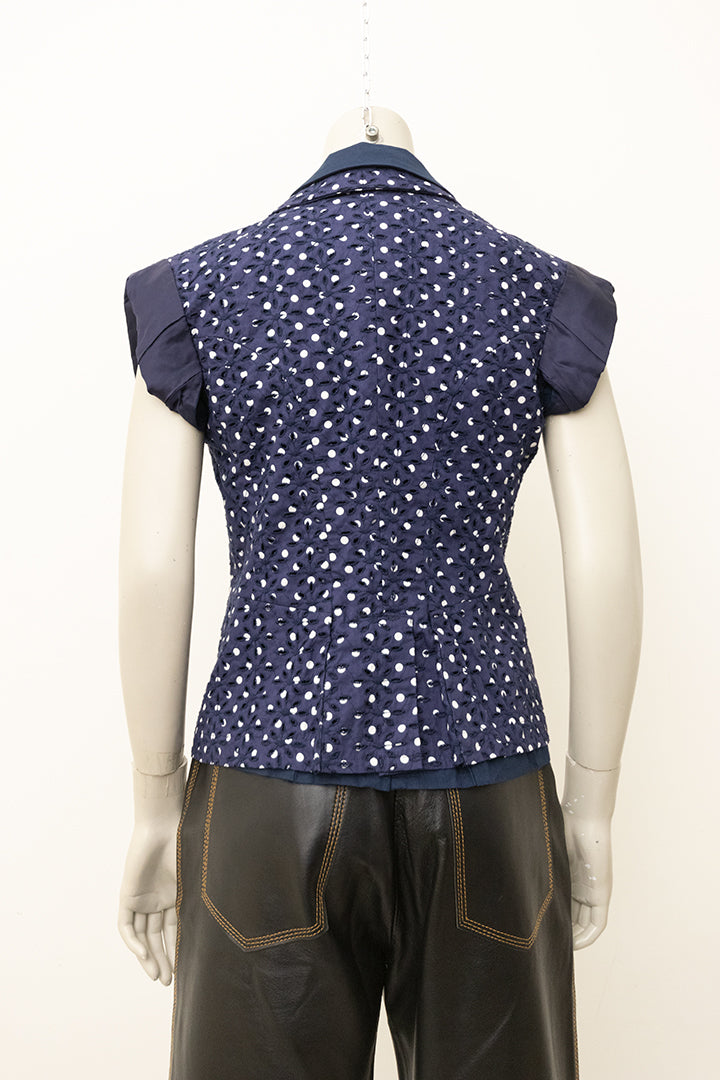 Donkerblauw gilet/blouse met witte stippen Comme des Garçons AD2009
