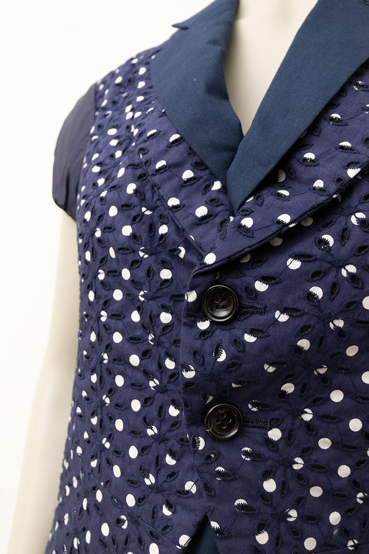 Donkerblauw gilet/blouse met witte stippen Comme des Garçons AD2009