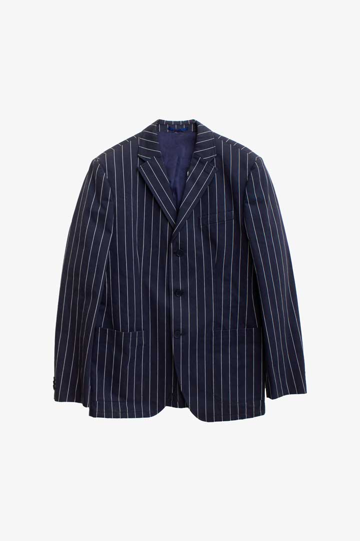 Donkerblauwe krijtstreep blazer jas Lacoste