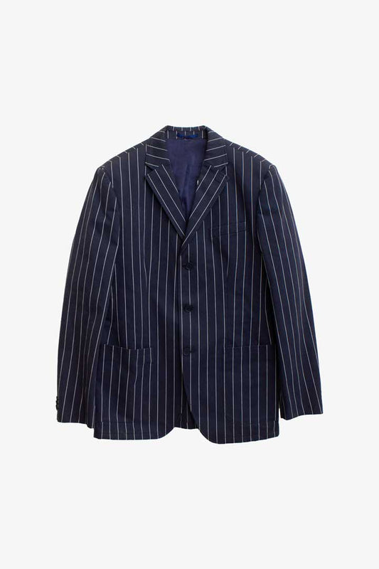 Donkerblauwe krijtstreep blazer jas Lacoste