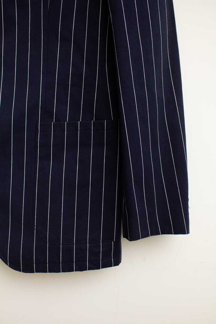 Donkerblauwe krijtstreep blazer jas Lacoste
