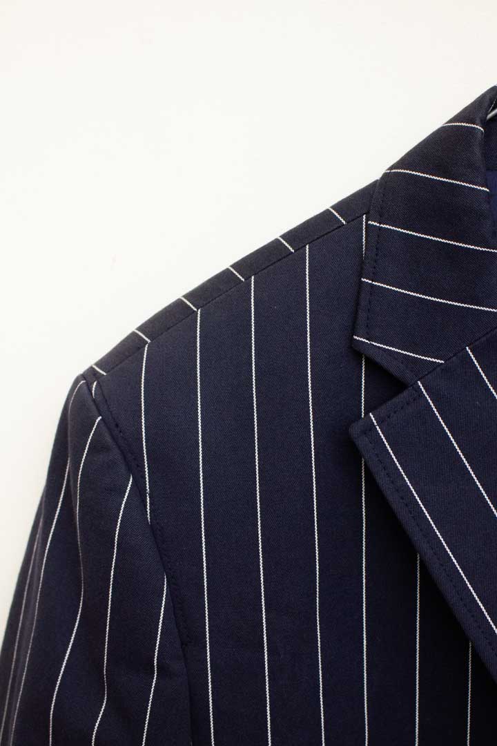 Donkerblauwe krijtstreep blazer jas Lacoste