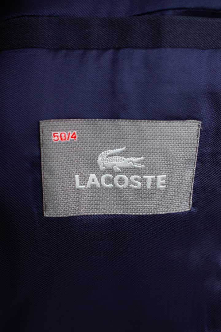 Donkerblauwe krijtstreep blazer jas Lacoste