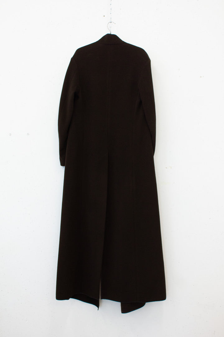 Donkerbruin wollen Dries van Noten openvallende jas 