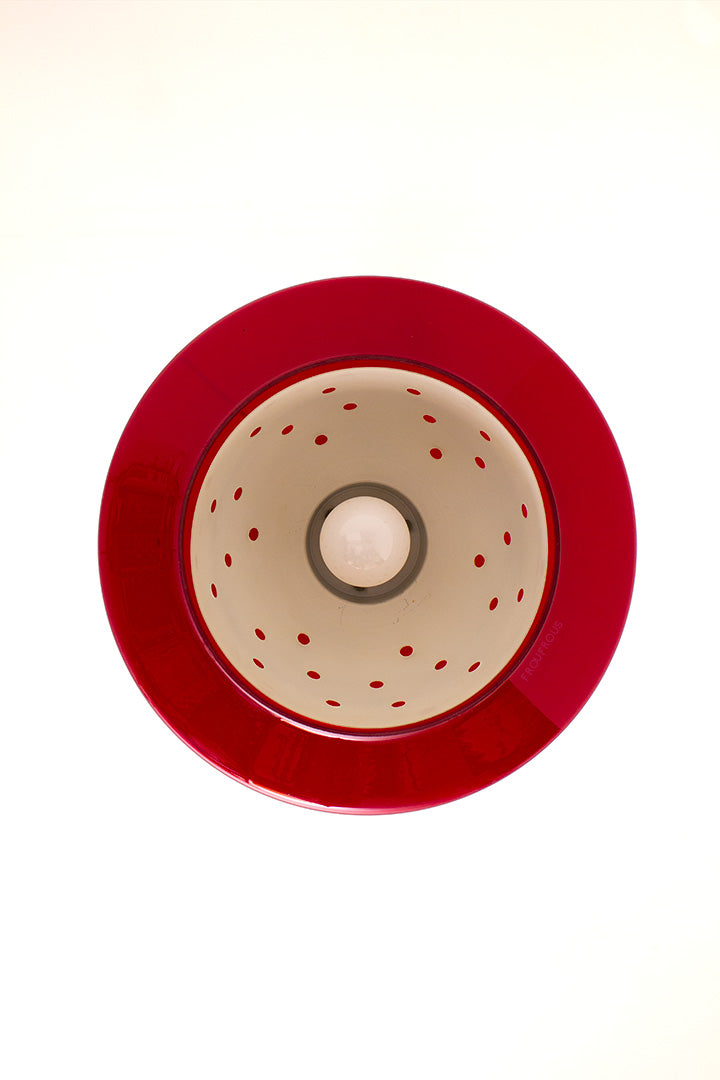 70s Doria rode glazen hanglamp