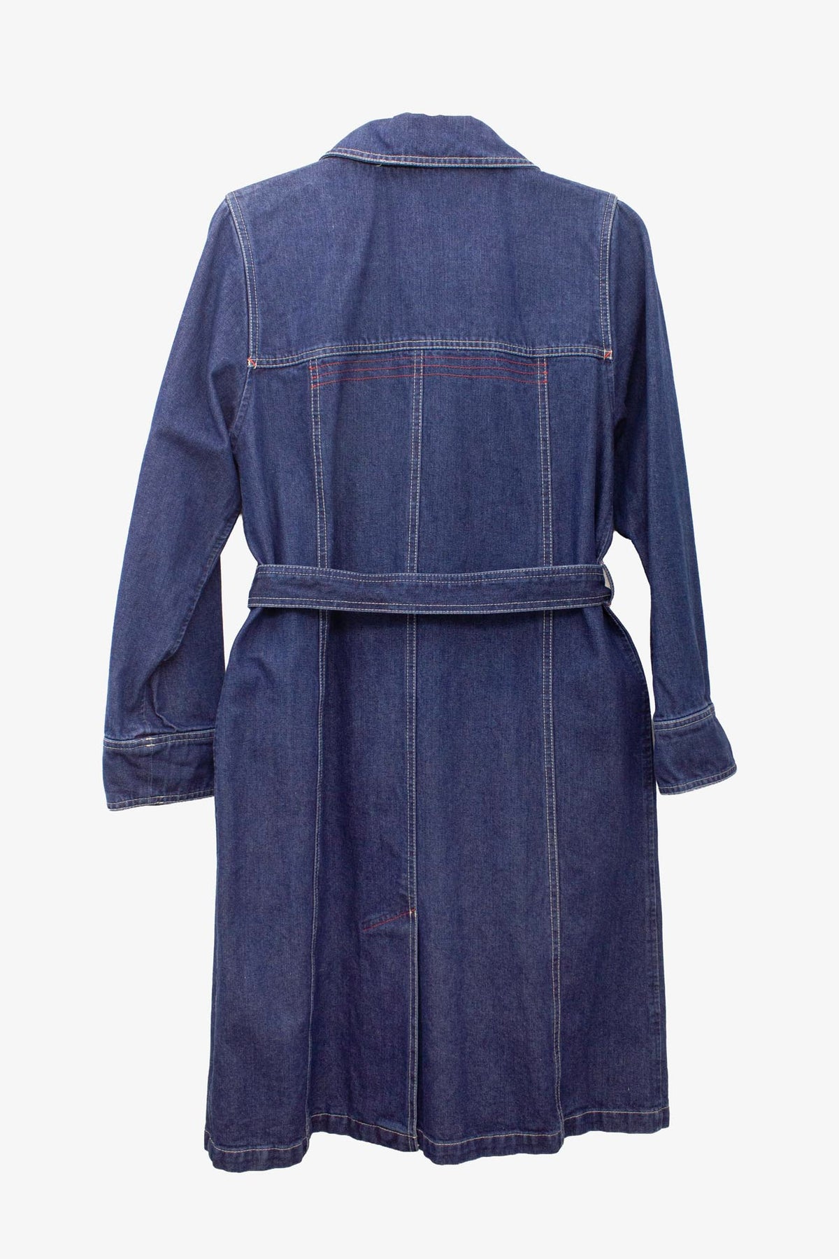 Double breasted Y2K denim trenchcoat met ceintuur