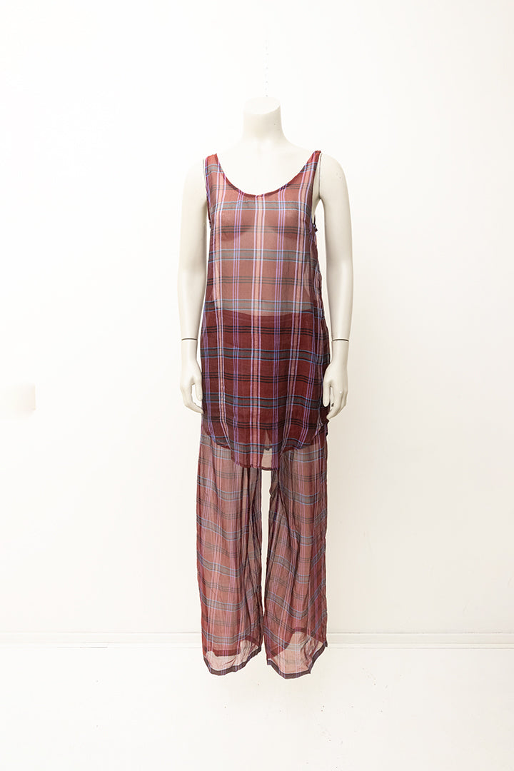 Dries van Noten gebreide top met broek en blouse van bordeauxrood zijde - set van 3