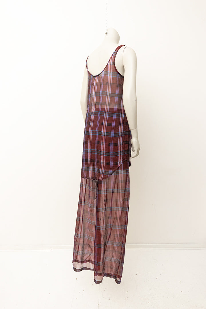 Dries van Noten gebreide top met broek en blouse van bordeauxrood zijde - set van 3