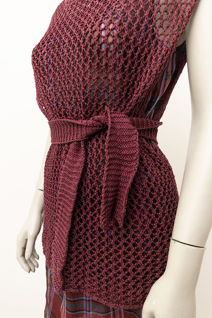Dries van Noten gebreide top met broek en blouse van bordeauxrood zijde - set van 3