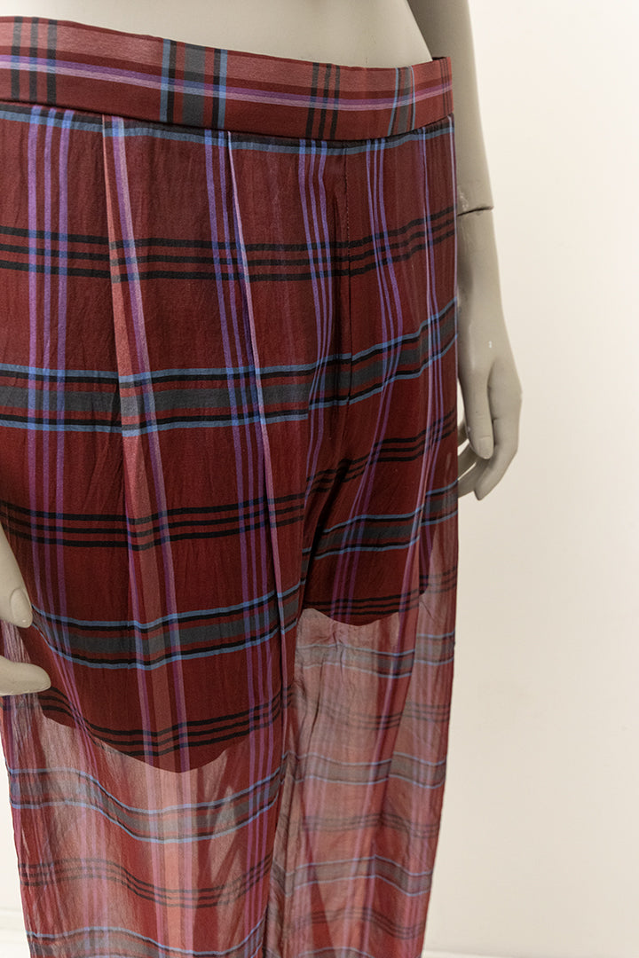 Dries van Noten gebreide top met broek en blouse van bordeauxrood zijde - set van 3