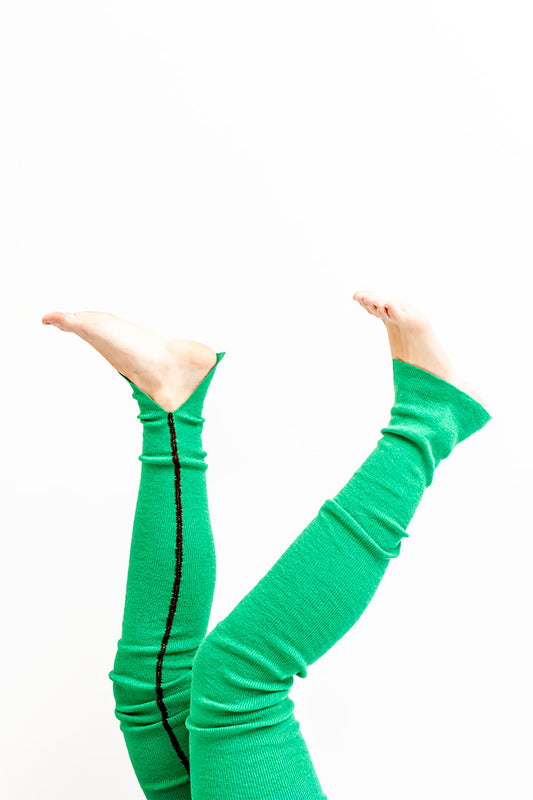 Dries van Noten groene wollen beenwarmers met bies