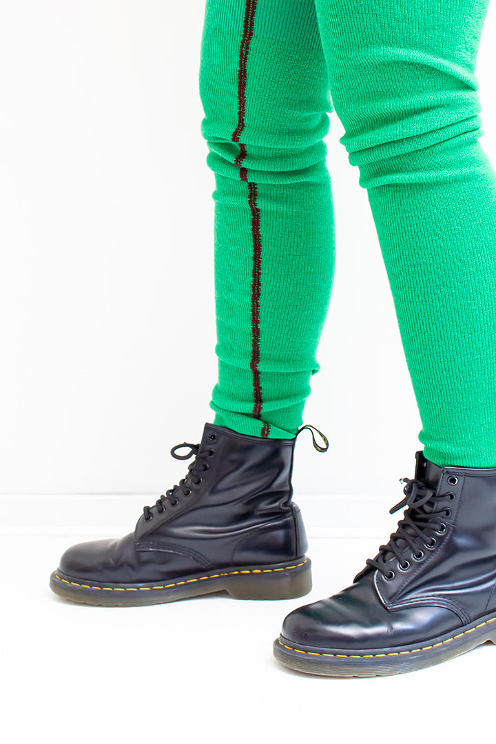 Dries van Noten groene wollen beenwarmers met bies