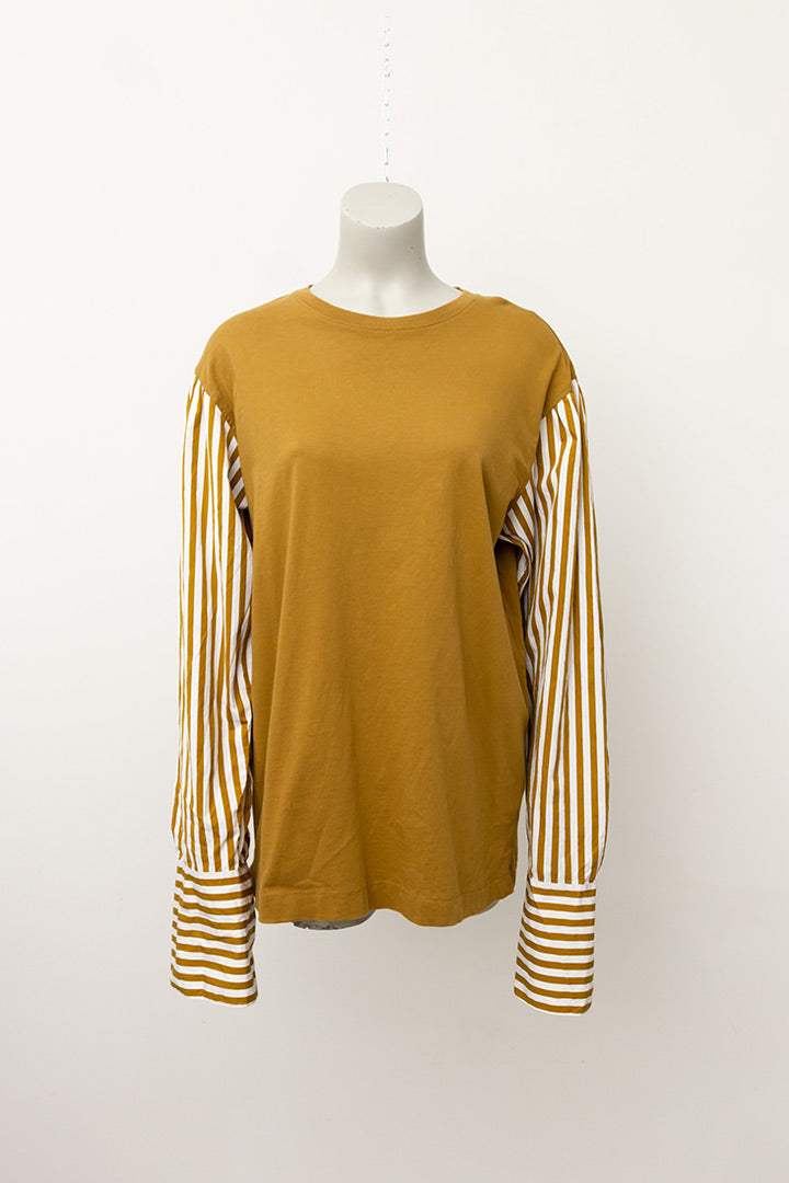 Dries van Noten okergele longsleeve met overhemdmouwen