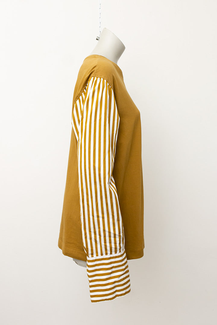 Dries van Noten okergele longsleeve met overhemdmouwen