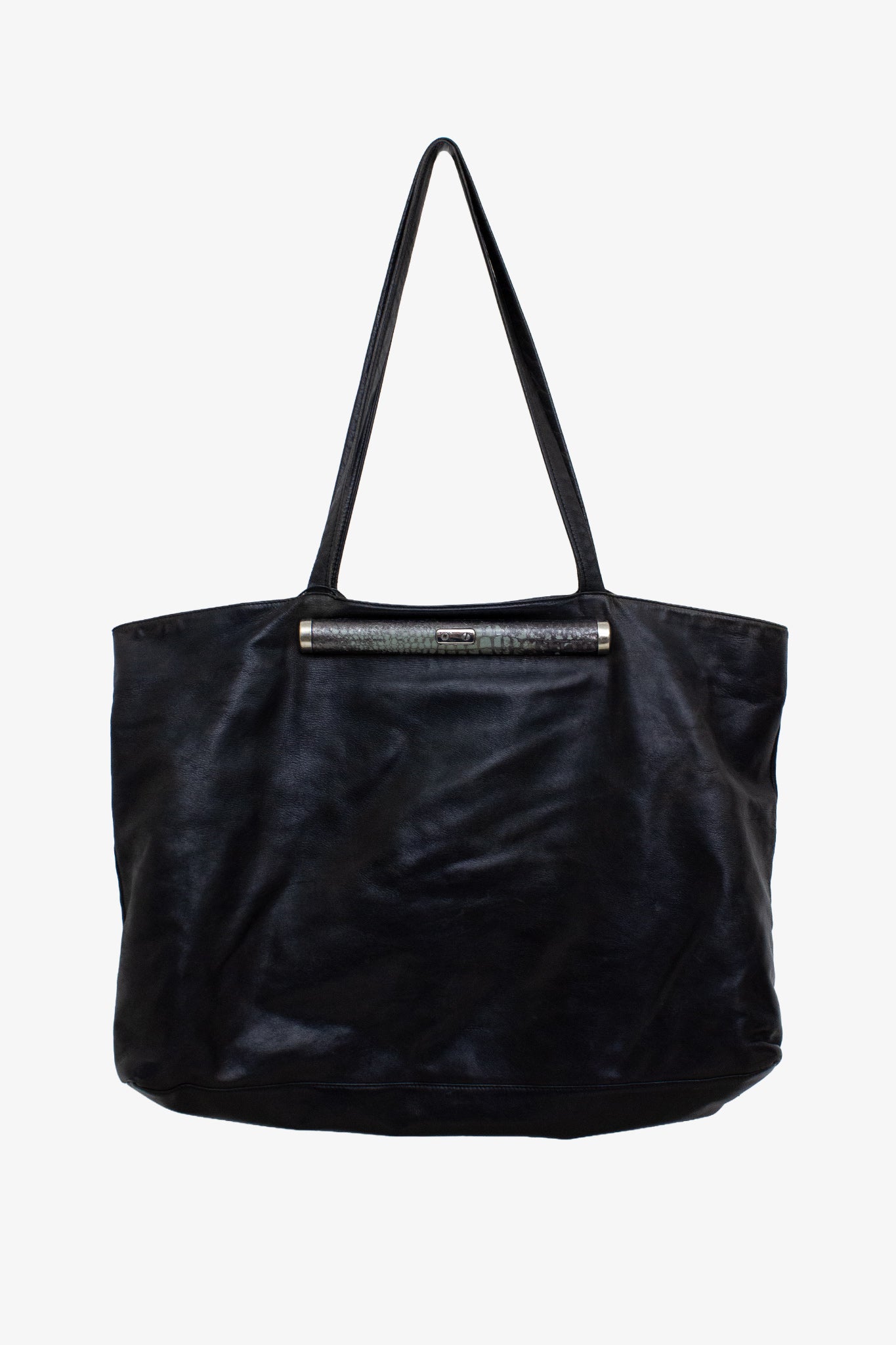 Oversized leren Dries van Noten tas met kroko detail