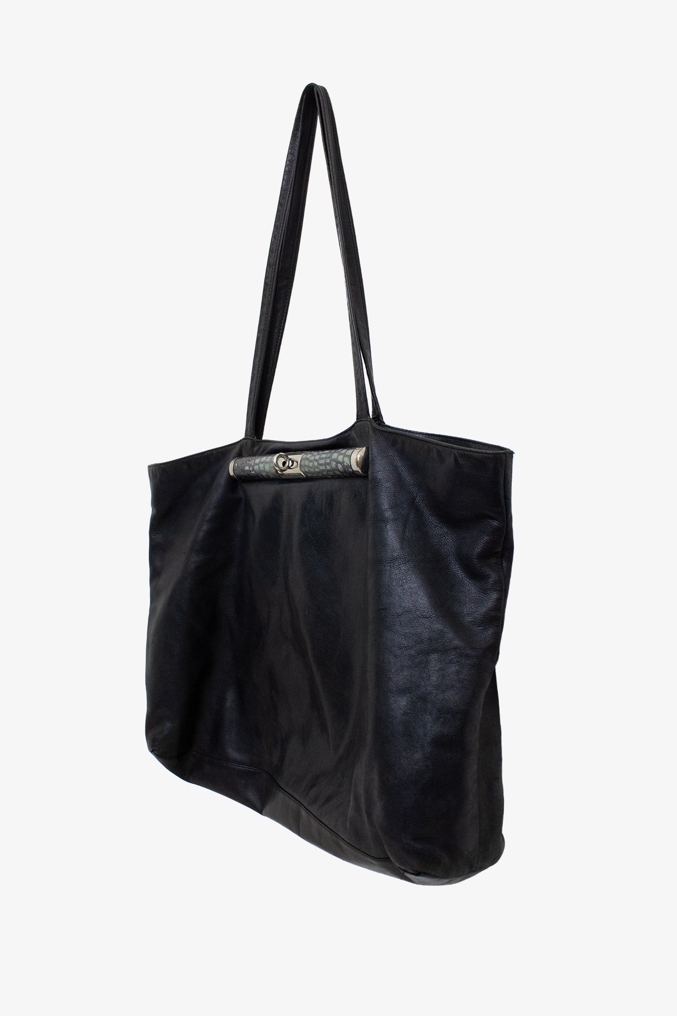 Oversized leren Dries van Noten tas met kroko detail