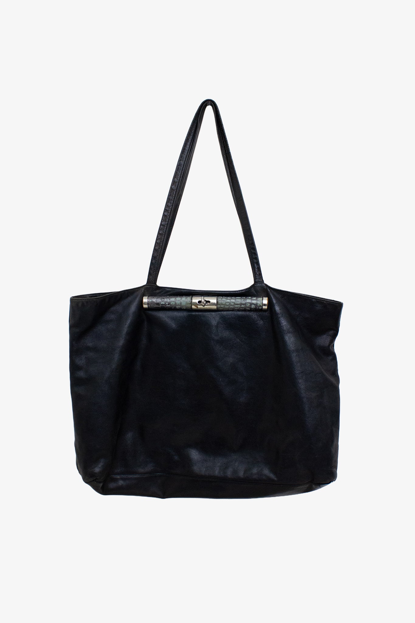 Oversized leren Dries van Noten tas met kroko detail