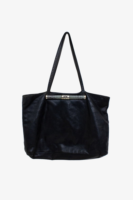 Oversized leren Dries van Noten tas met kroko detail