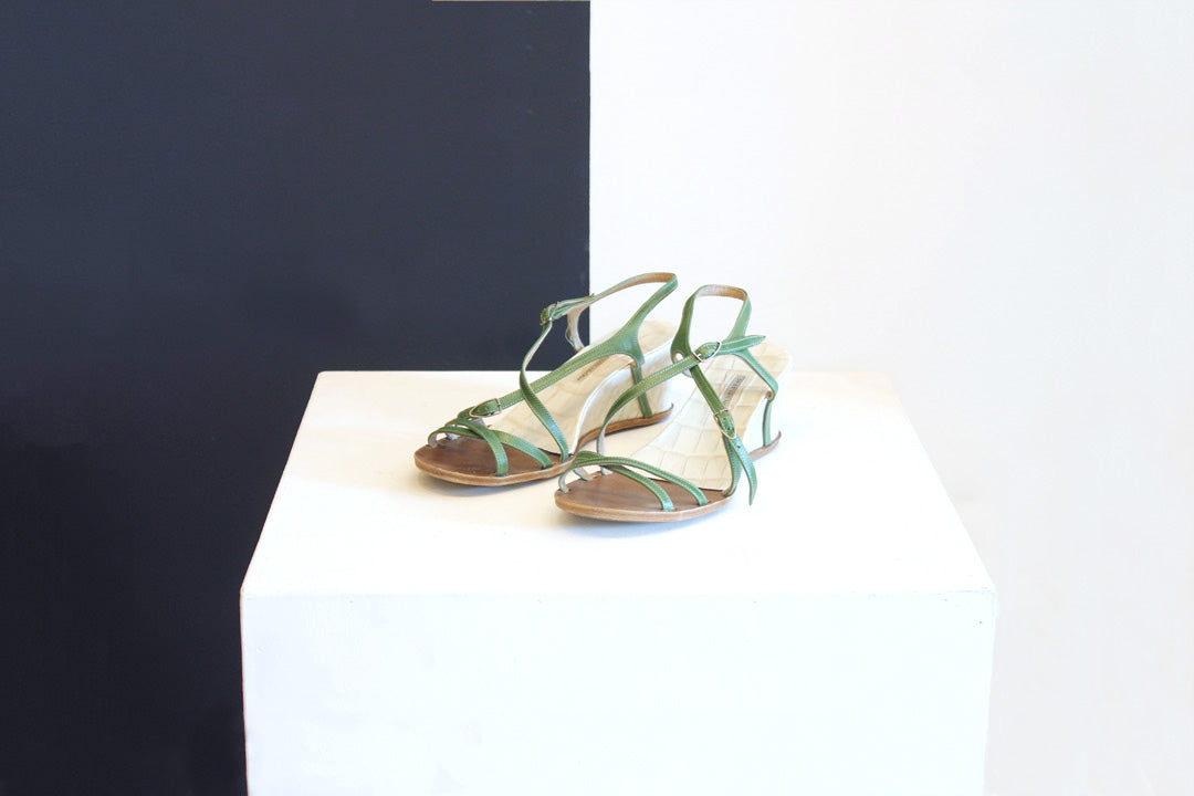Elegante groene dames sandaaltjes uit de collectie van Dries van Noten