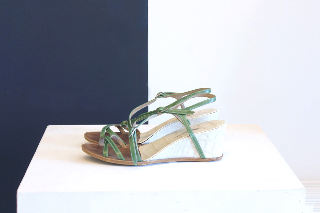 Elegante groene dames sandaaltjes uit de collectie van Dries van Noten