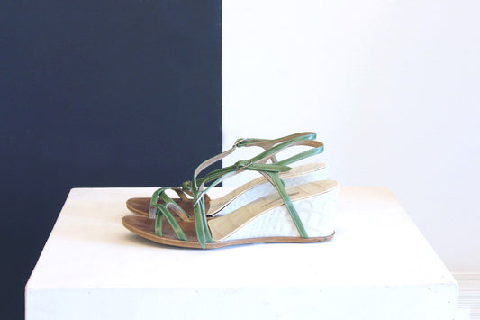 Elegante groene dames sandaaltjes uit de collectie van Dries van Noten