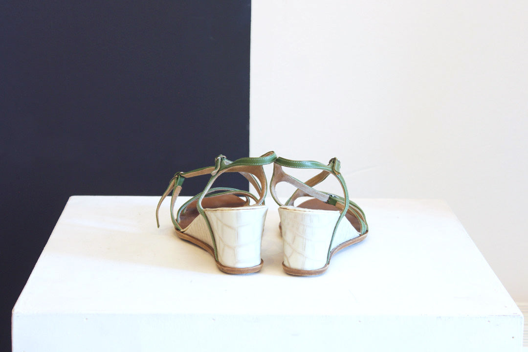 Elegante groene dames sandaaltjes uit de collectie van Dries van Noten