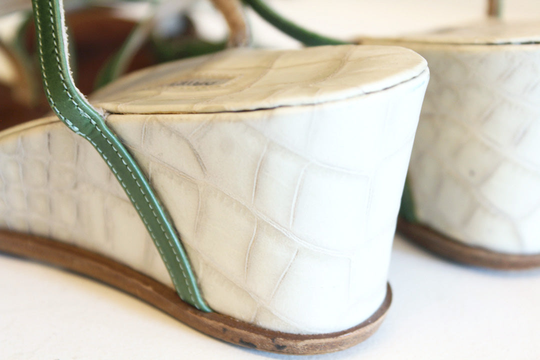 Elegante groene dames sandaaltjes uit de collectie van Dries van Noten