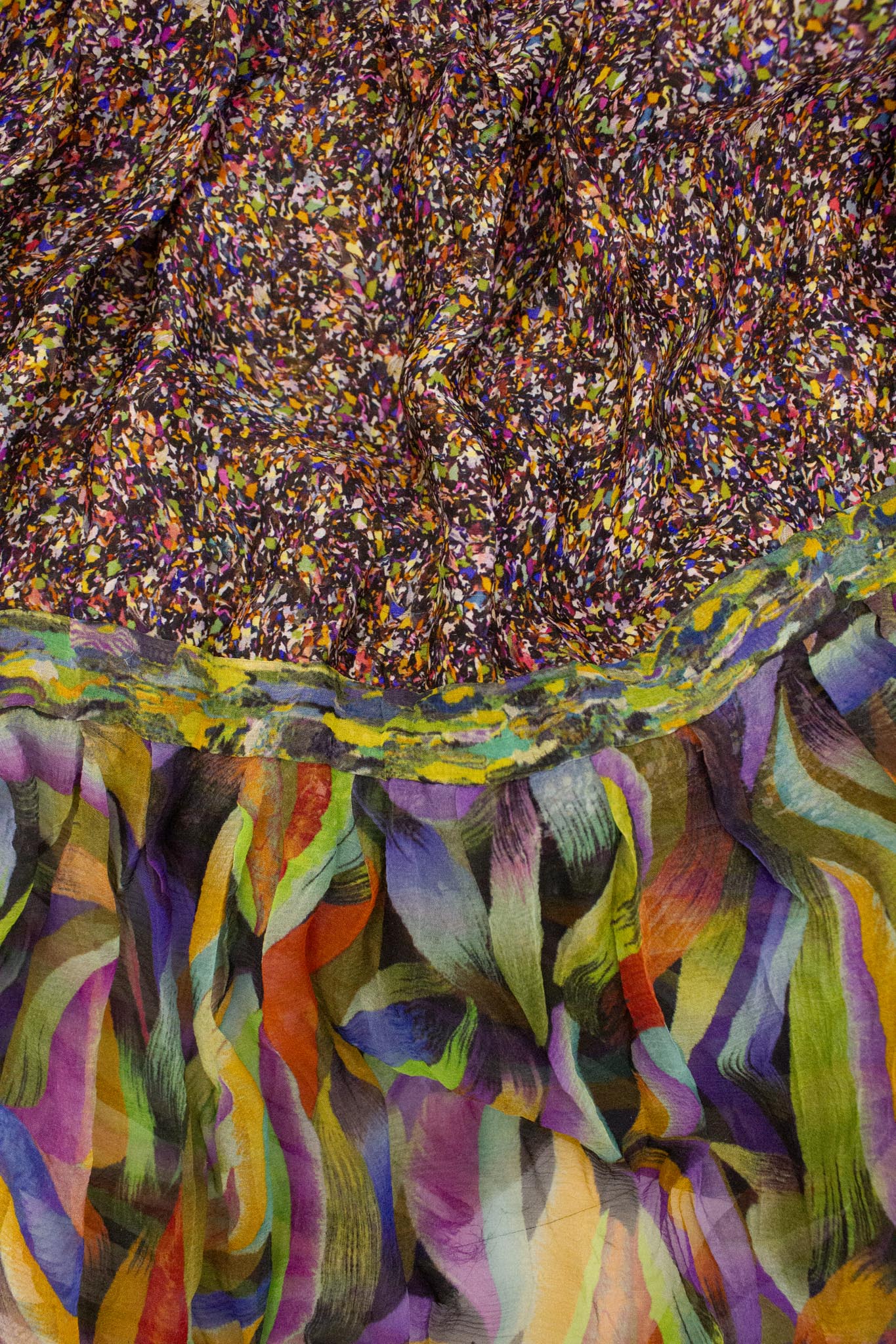 Dries van Noten FW08 zijden marble/ paint jurk