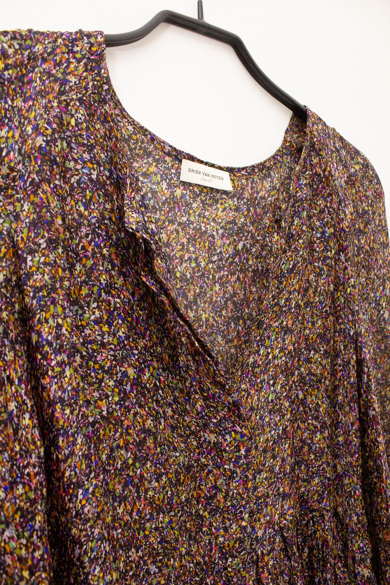 Dries van Noten FW08 zijden marble/ paint jurk