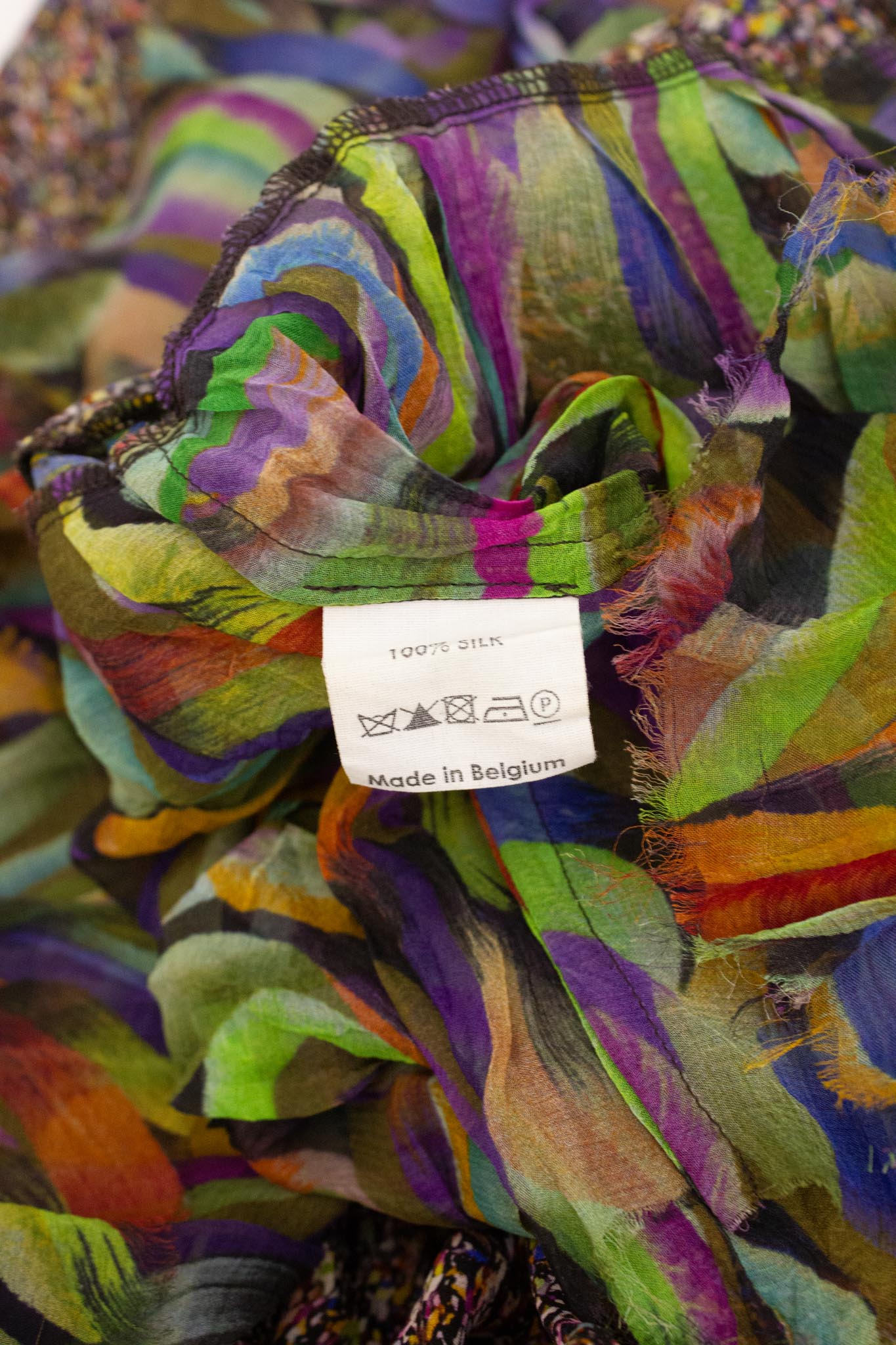 Dries van Noten FW08 zijden marble/ paint jurk