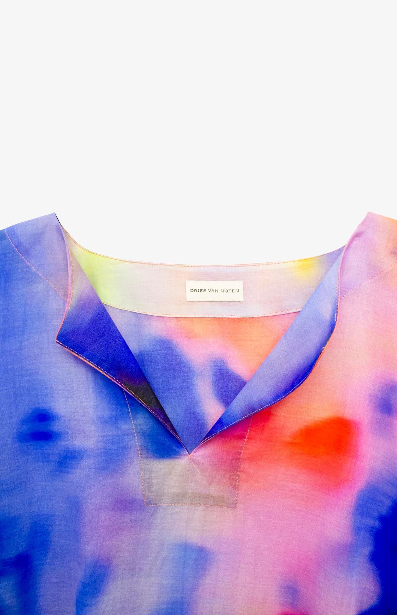 Dries van Noten SS22 katoenen doorschijnende multicolor kaftan