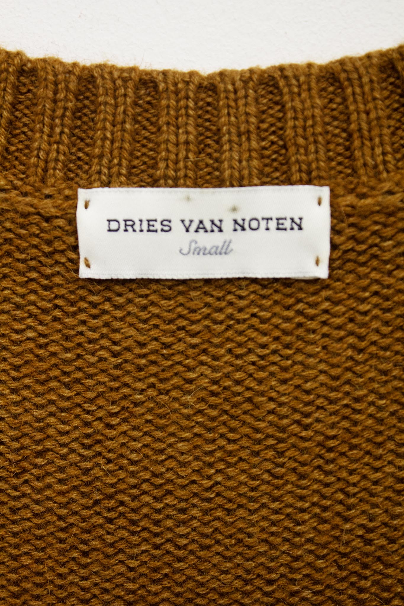 Dries van Noten bruine gebreide wol / zijde mix trui / jurk