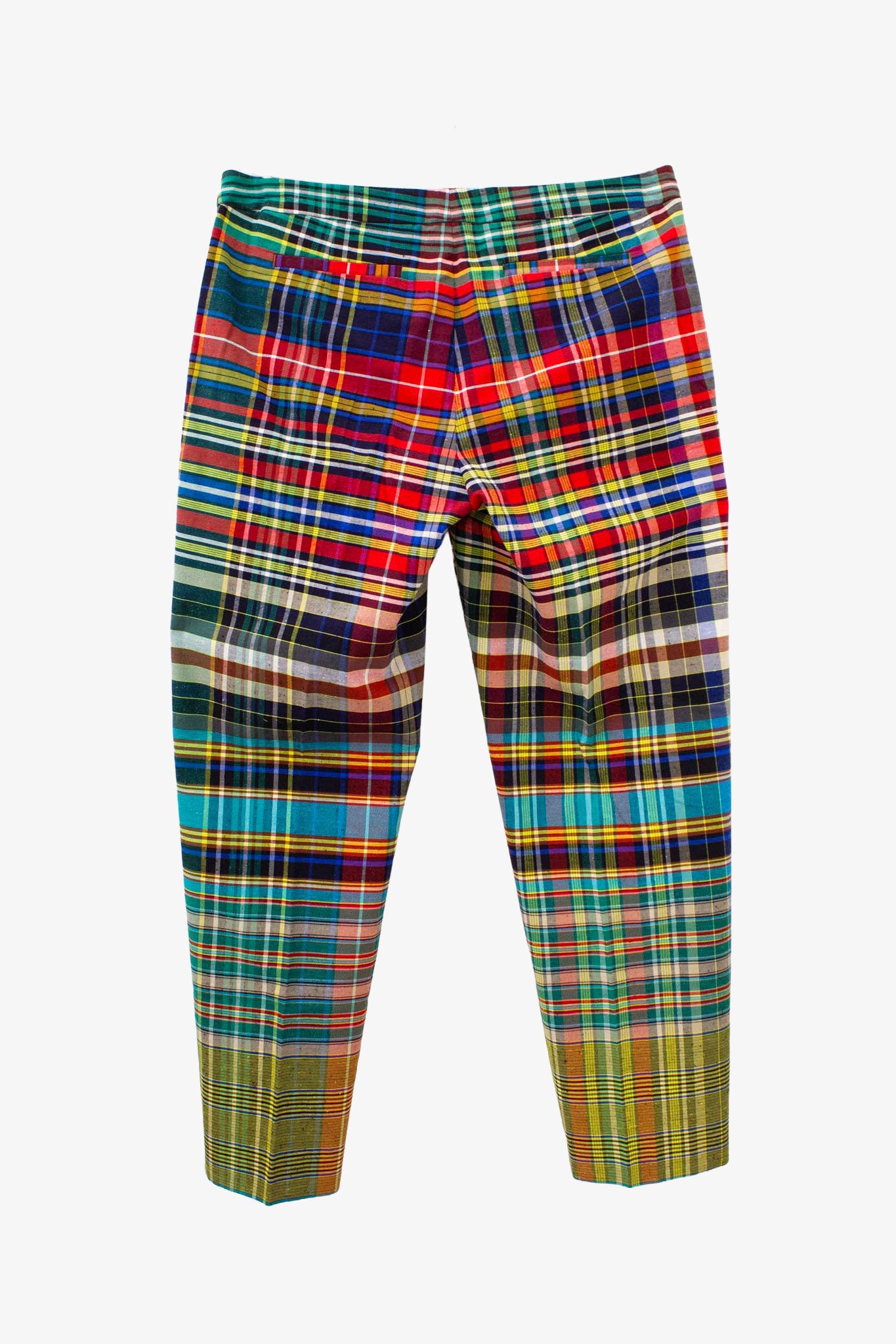 Dries van Noten grof katoenen multicolor geblokte pantalon