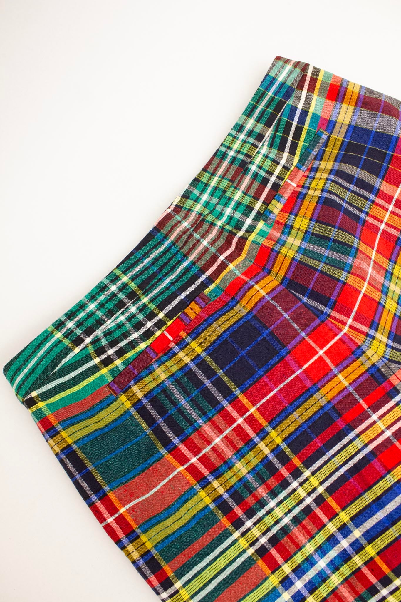 Dries van Noten grof katoenen multicolor geblokte pantalon