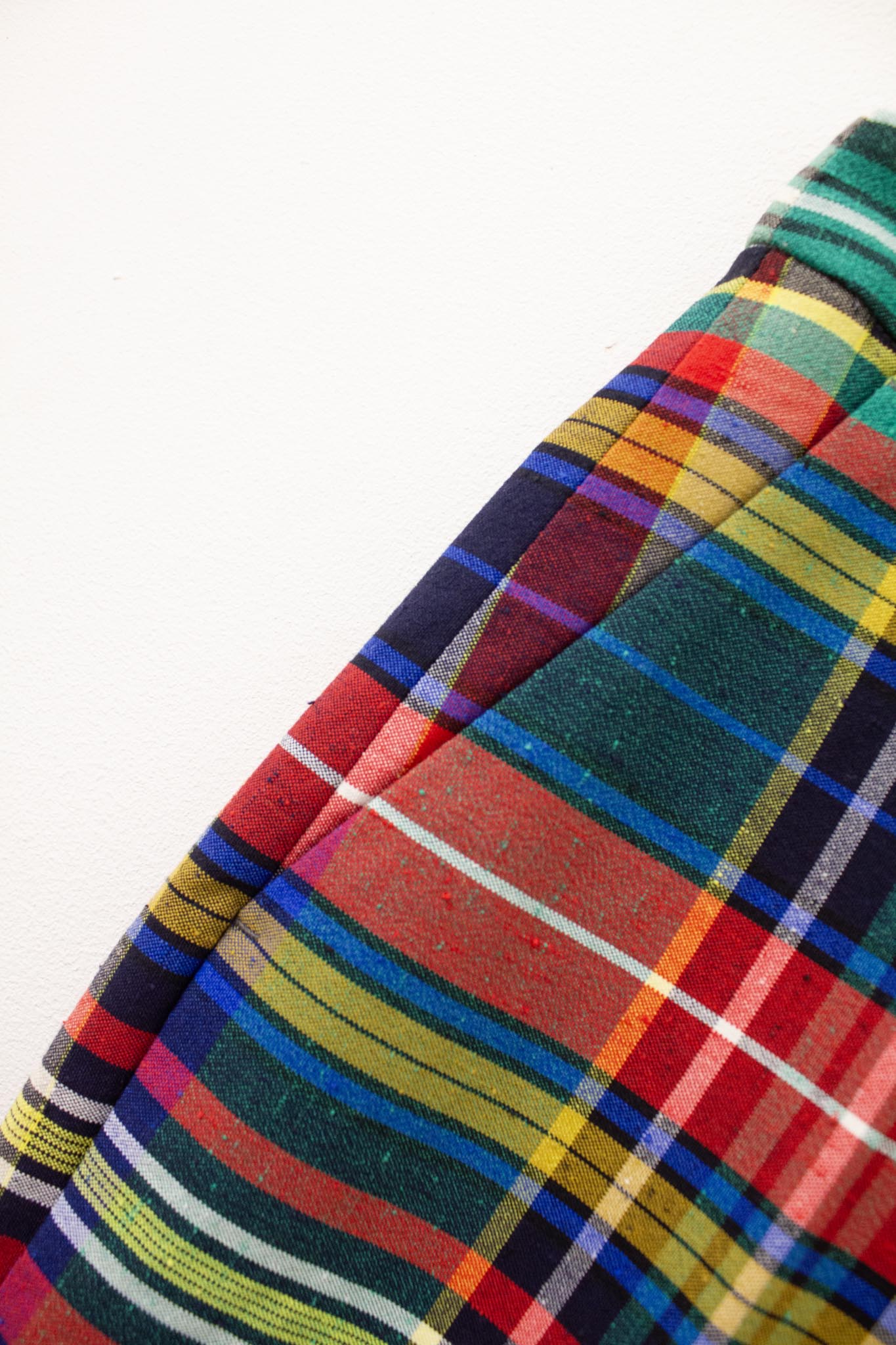 Dries van Noten grof katoenen multicolor geblokte pantalon