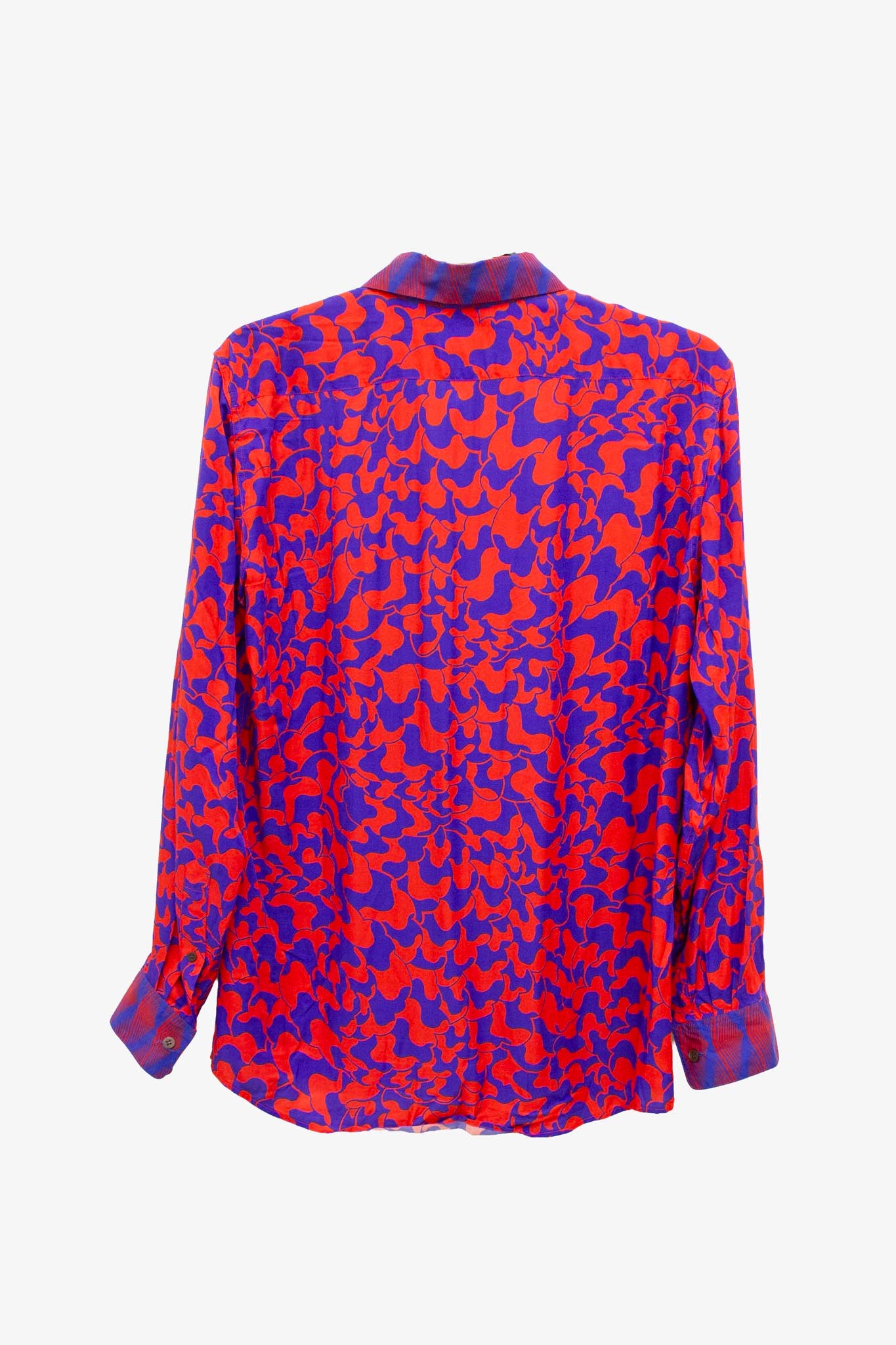 Dries van Noten rood met blauwe patronen blouse