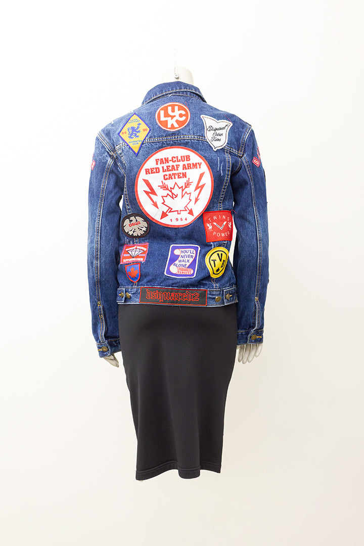 Dsquared donkerblauw denim patches jasje