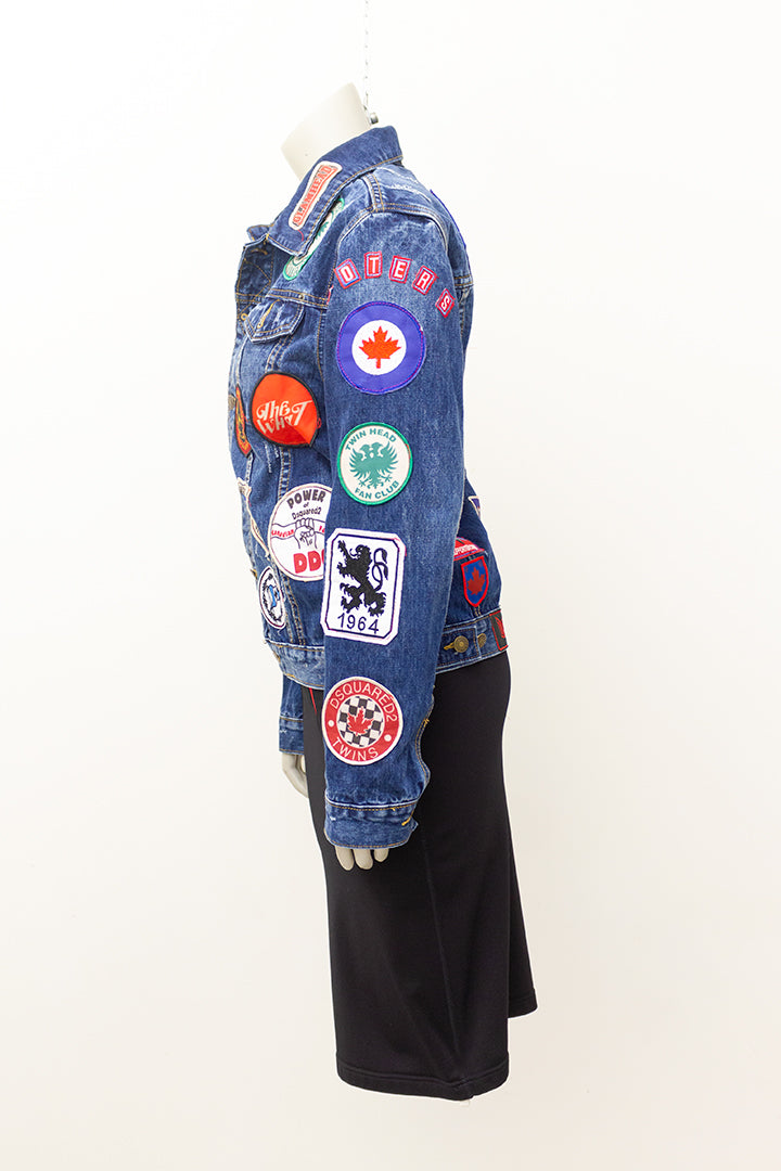 Dsquared donkerblauw denim patches jasje