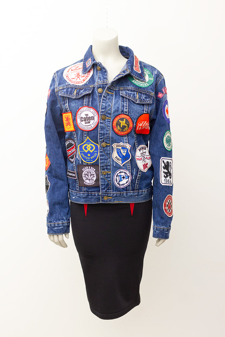 Dsquared donkerblauw denim patches jasje