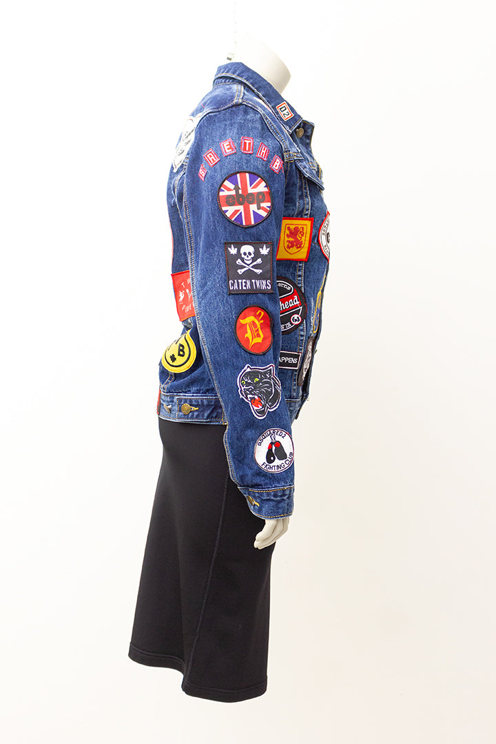 Dsquared donkerblauw denim patches jasje